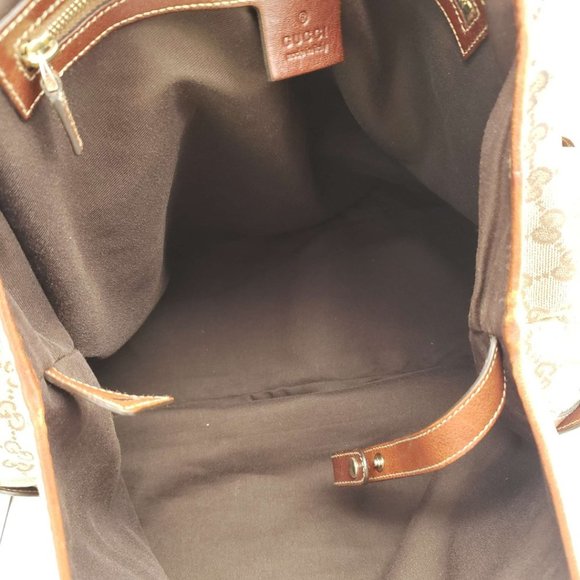 100% Authentic Gucci Leather and Canvas Brown Shoulder Bag #0650 - Picture 11 of 15